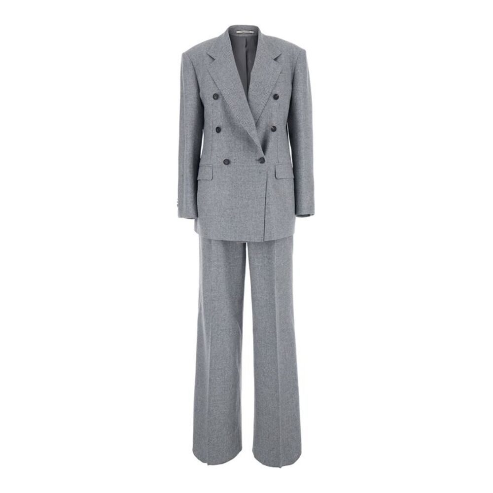 Tagliatore Women Lorelai Suit Flanel Check With Collar And Pockets Grey Men